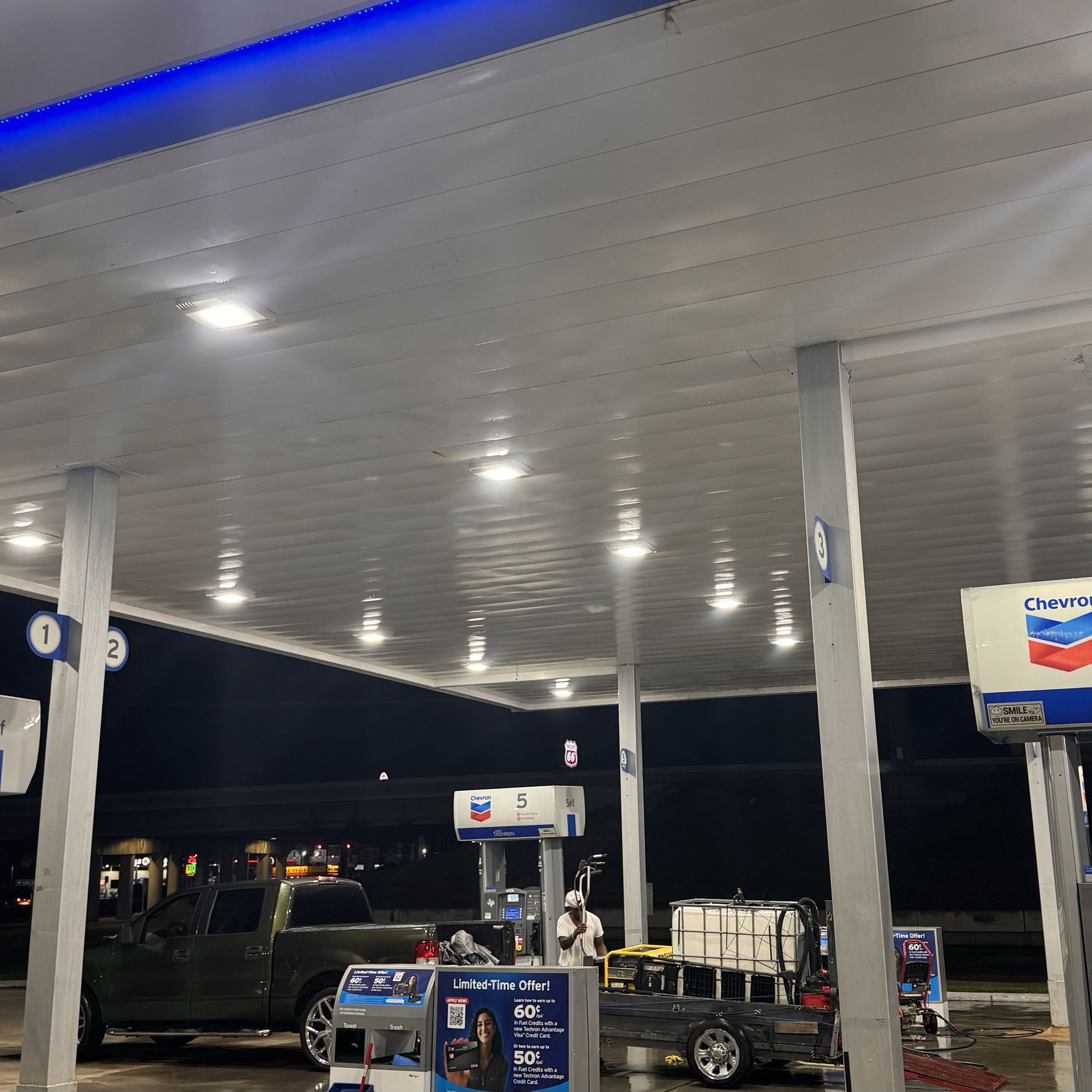 Valero gas station forecourt cleaned by PADS pressure washing
