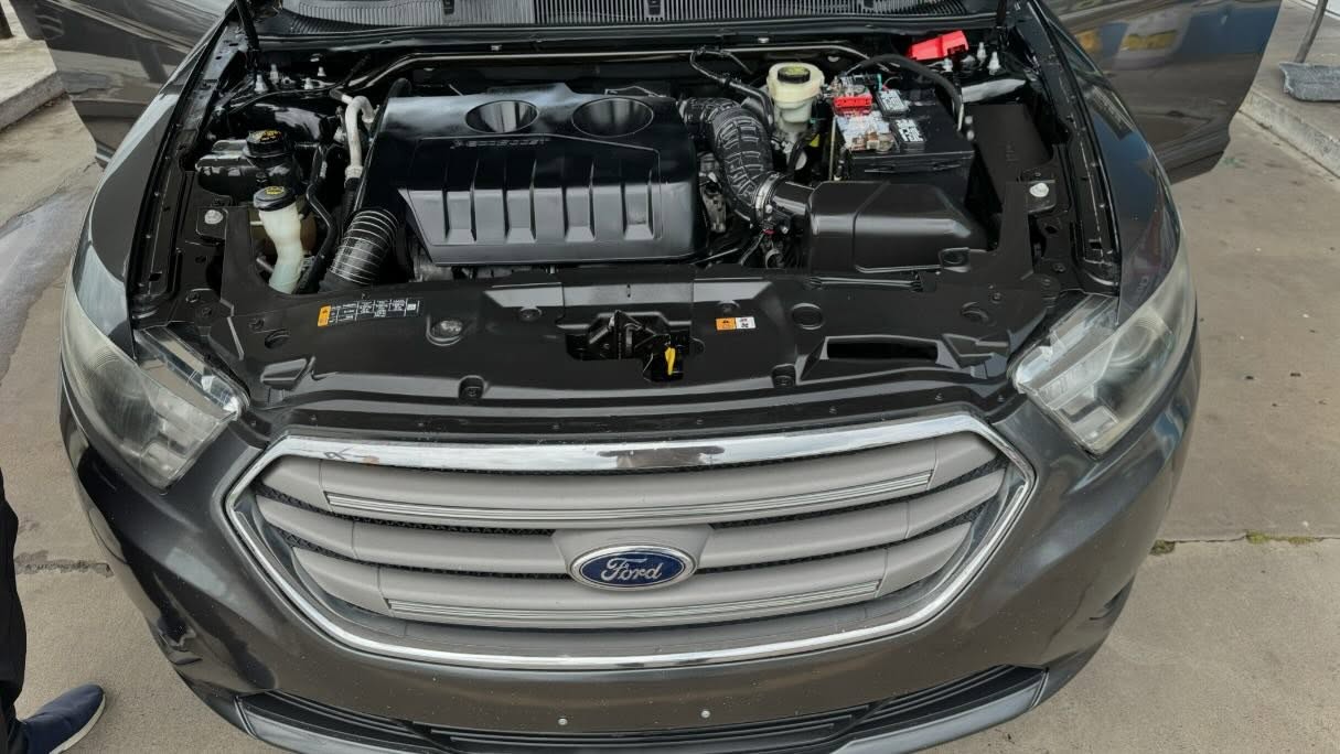 Ford Taurus engine bay after degrease and dress